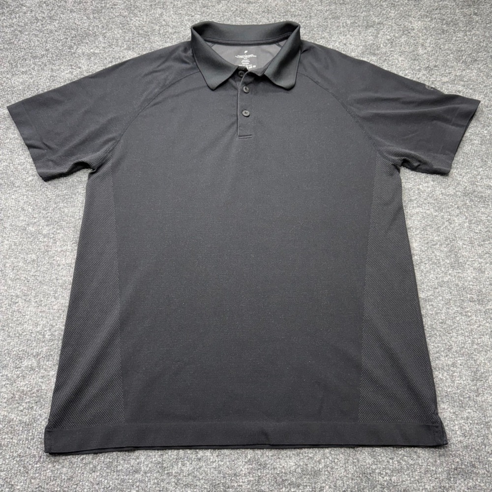 Fabletics Mens Large Black The‎ Training Polo Short Sleeve Raglan Athletic Shirt